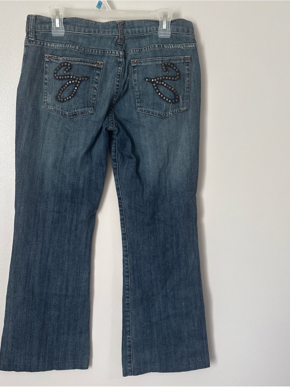 Men’s Blue Bootcut Denim Jeans with Studded Back Pockets
